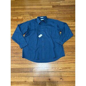 Van Heusen Mens Button Down Dress Shirt Size 18 36/37 Teal Long Sleeve NWT $38